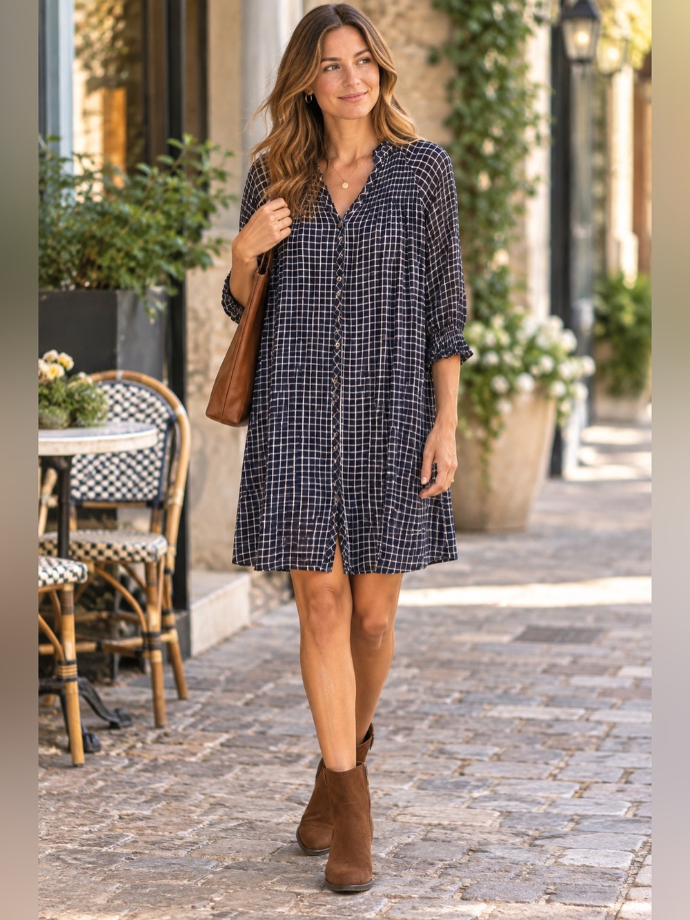 Maeve Women’s Dress - X-small - Navy & White Checked - CUTE, CLASSY